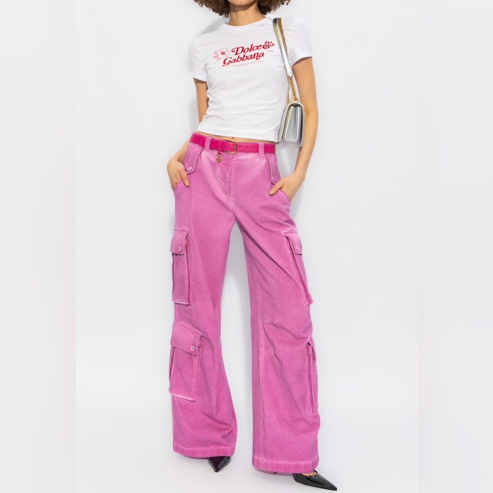 Dolce & Gabbana Pink Garment-Dyed Cargo Pants